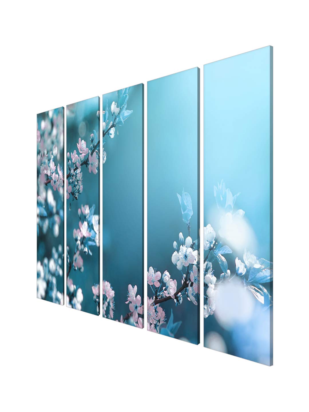 999Store White Flowers Mdf Art Panels (Mdf/Vinay_30X51 Inch_White) 5Frames0410
