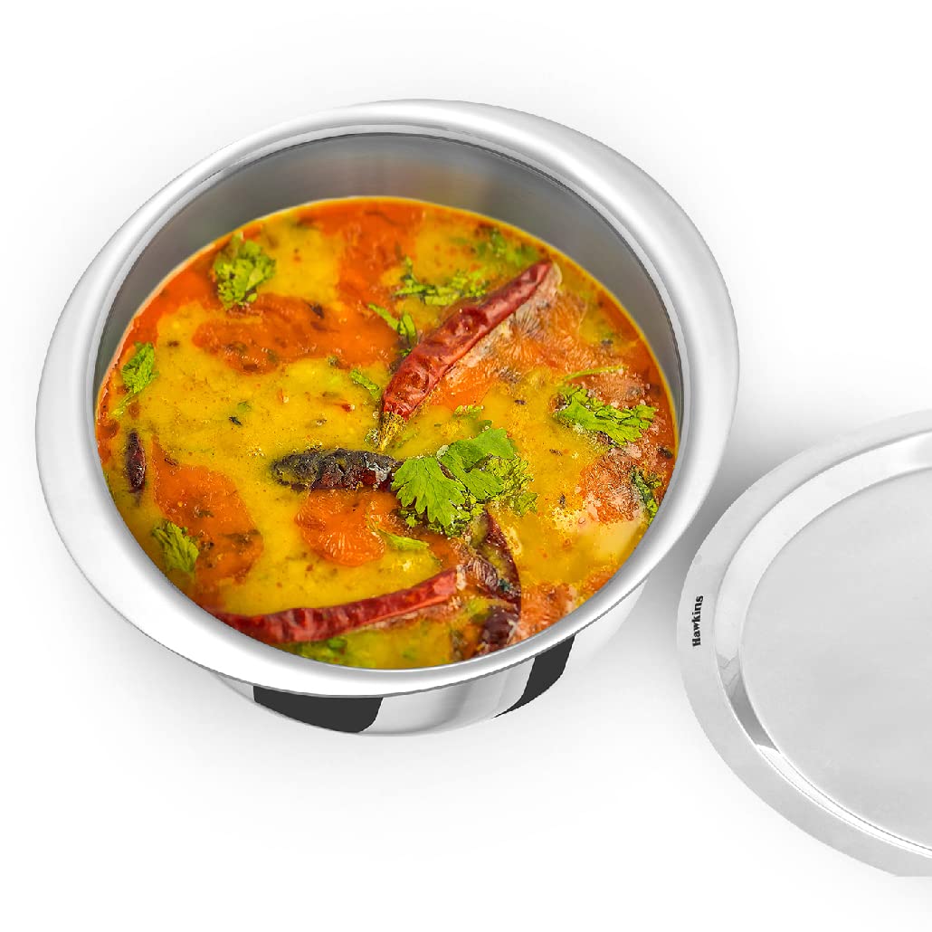 Hawkins 5 Litre Metro Patila, Triply Stainless Steel Tope with Stainless Steel Lid, Induction Bhagona, Tapeli, Silver (Ssp50S),P