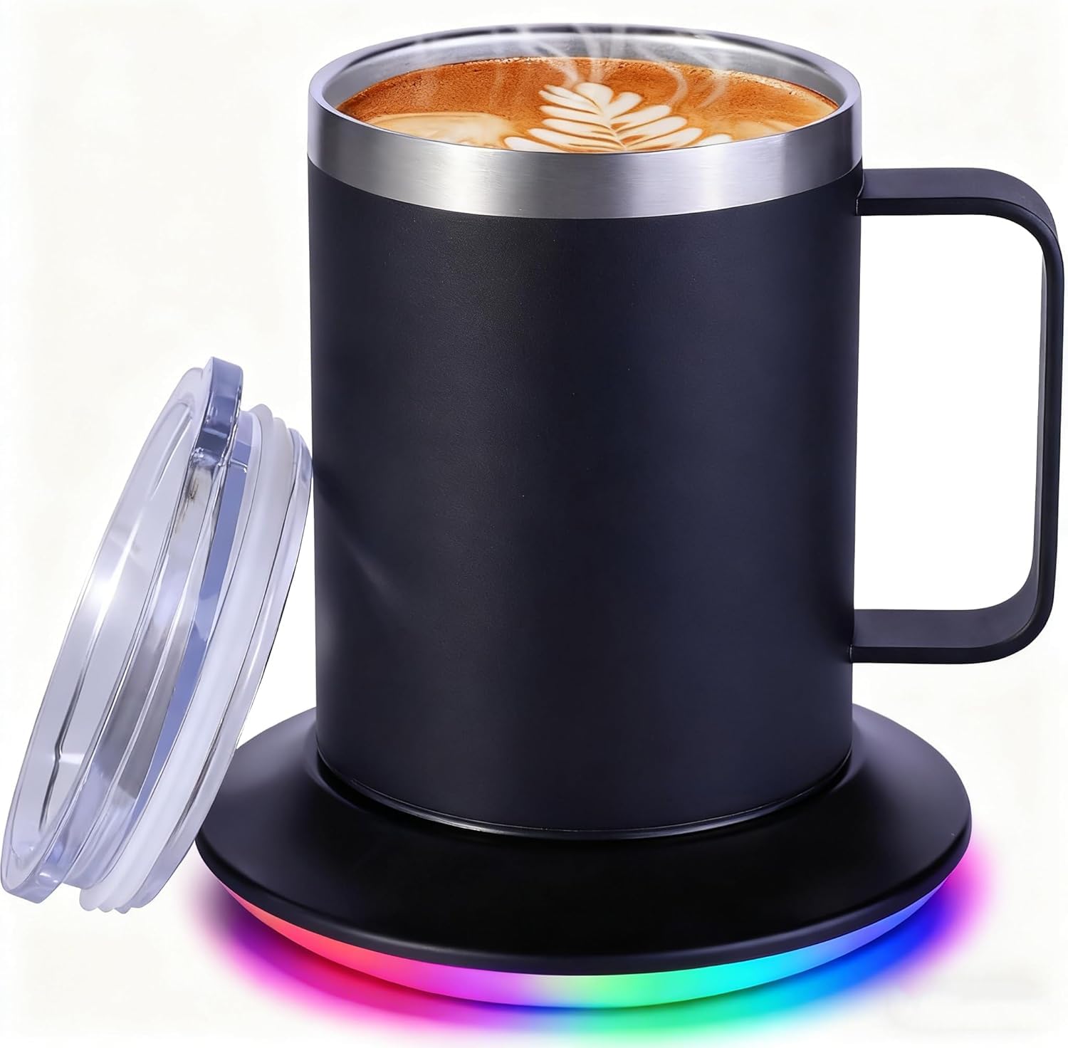 12oz Heated Coffee Mug with RGB Warmer, Gfits for Women Men