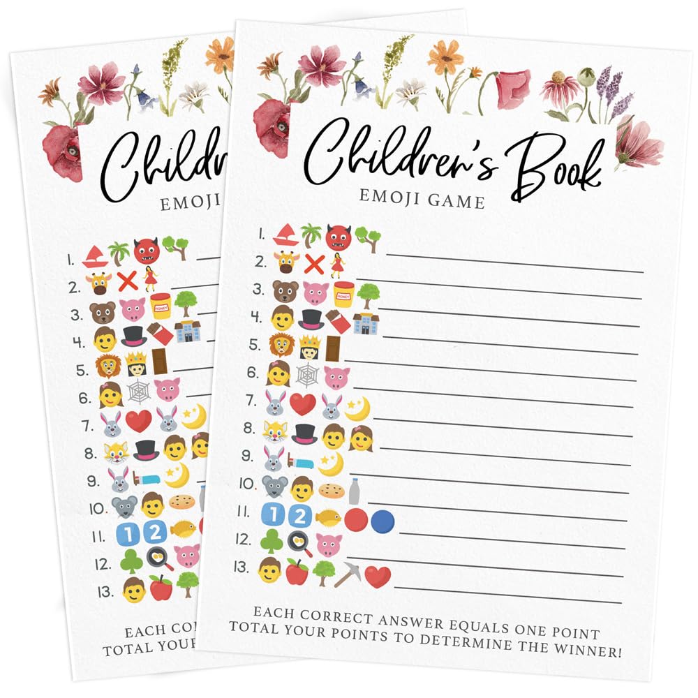 Printed Party Baby Shower Game Set, Baby In Bloom Wildflower, 4 Games And Activities (30 Guests)