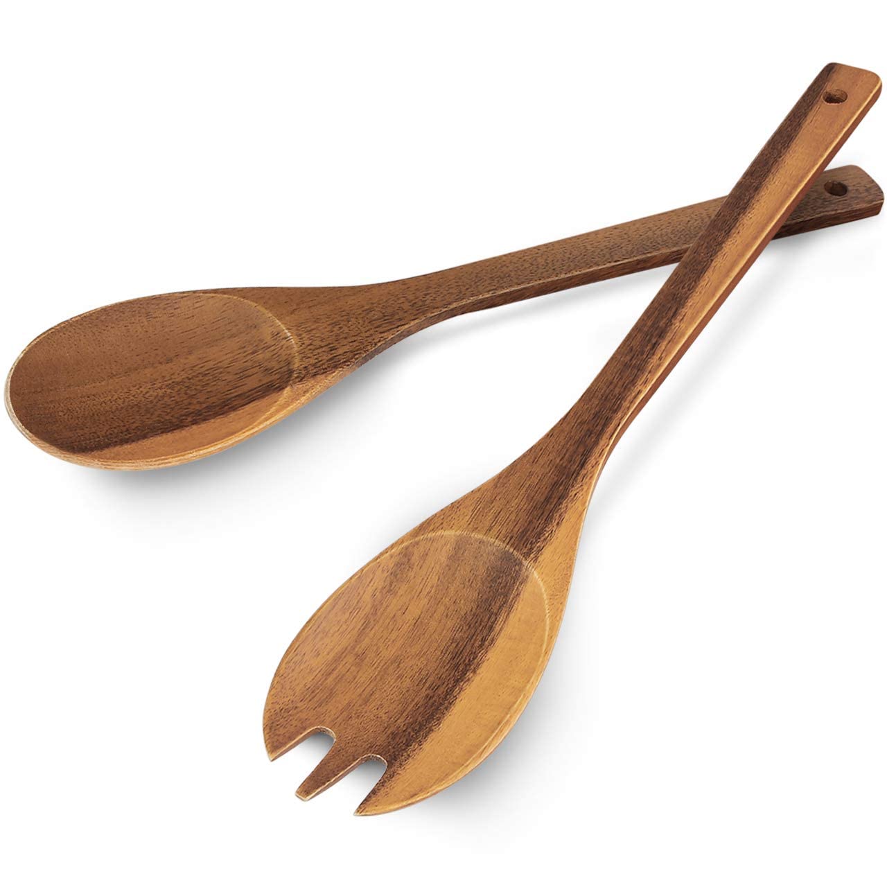 Aidea Acacia Wood Salad Tongs For Serving, Spoon Salad Utensils Set, Wooden Fork And Spoon For Salad