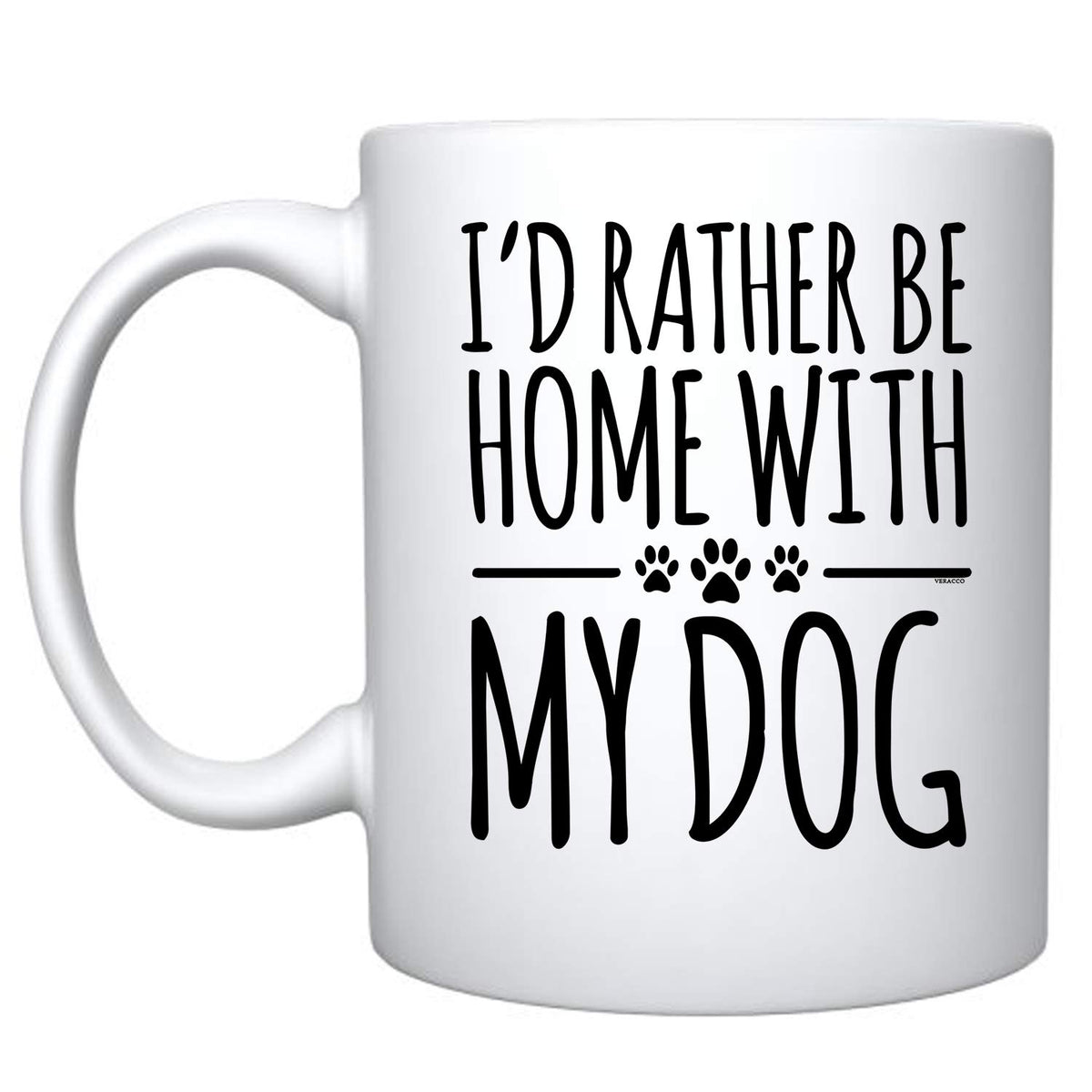 Veracco I 'd Rather Be Home With My Dog Ceramic Coffee Mug For Her Him (White, Ceramic)