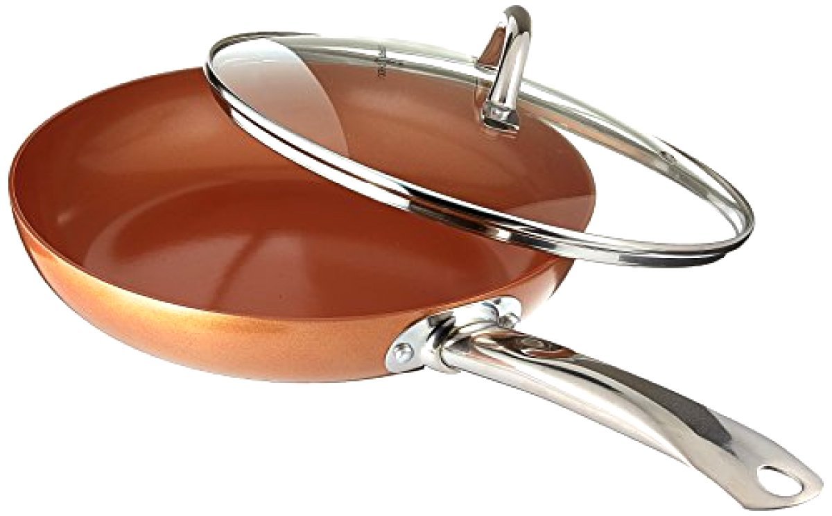 Copper Chef 10 Inch Round Frying Pan With Lid  Skillet with Ceramic Non Stick Coating. Perfect Cookware For Saute And Grill