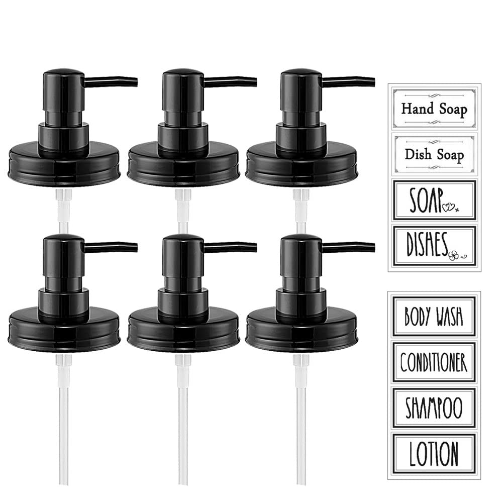Onsogi Regular Mouth Plastic Mason Jar Soap Dispenser Pumps And Lids- Rust-Proof Mason Jar Accessories Rustic Farmhouse Kitchen
