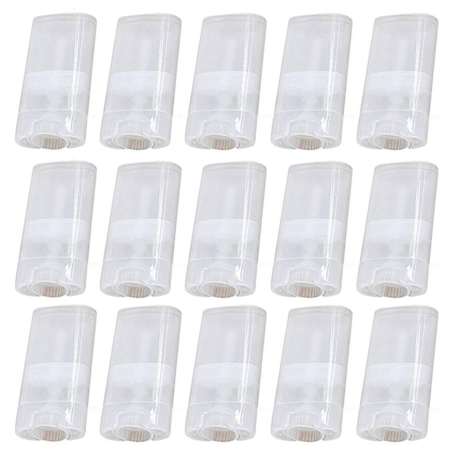 Minsily 20 Pcs 15Ml Clear Empty Plastic Oval Deodorant Containers Oval Lip Balm Tubes Lipstick Tubes 0.5 Oz Deodorant Sticks Tub