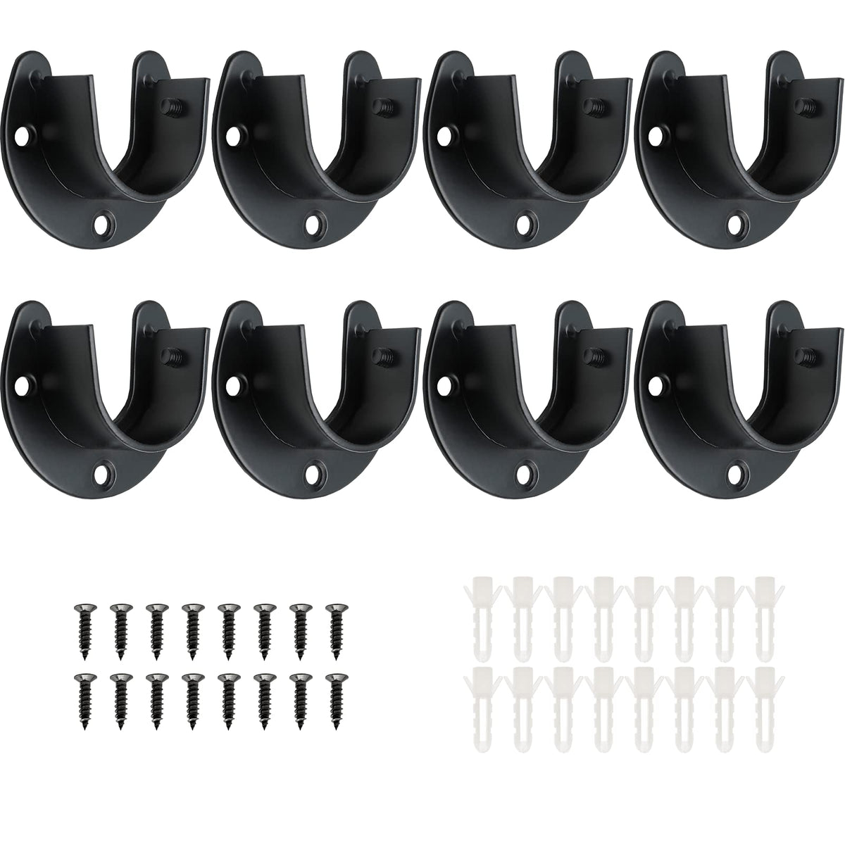 Suiwotin 8 Packs Stainless Steel Closet Rod End Supports 1-1/3 Inch Wardrobe Bracket Heavy Duty Closet Pole Sockets Flange Rod H