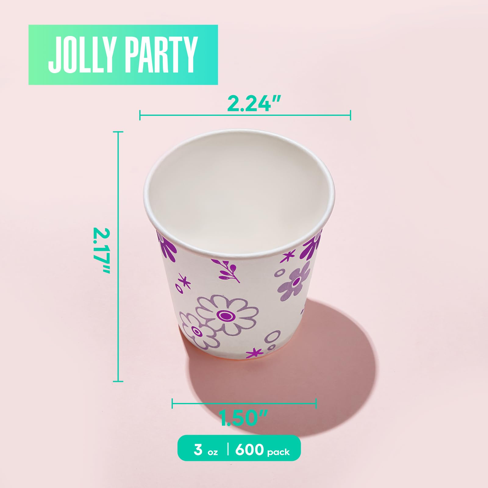 [600 Pack] 3oz Disposable Bathroom Cups  Paper Cups  Mouthwash Cups  Cold Disposable Drinking Cup for Party  Picnic  BBQ  Travel  and Event  Purple Floral