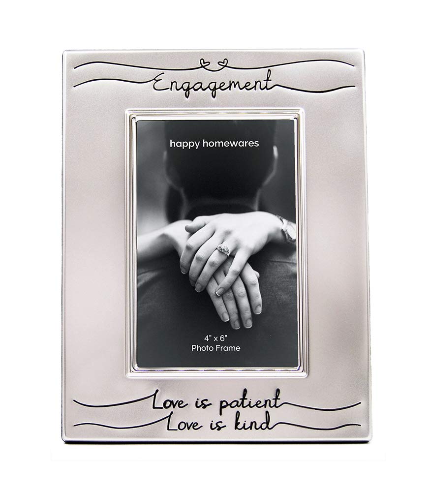 Haysom Interiors Beautiful Two Tone Silver Plated Engagement 4 x 6 Picture Frame with Black Velvet | Unique and Thoughtful Gift 