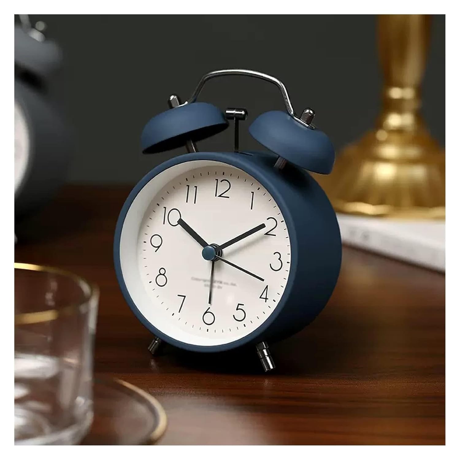 Buqaro Metal Vintage Twin Bell Analog Display Table Alarm Clock With Night Led Light Heavy Slippers Extra Loud Alarm Clock Ideal