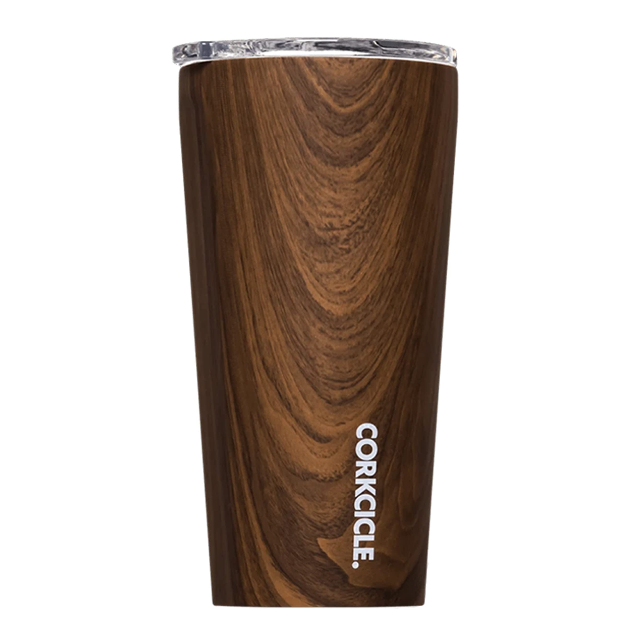 Corkcicle Classic Triple Insulated Coffee Mug with Lid, Walnut Wood, 16 oz - Stainless Steel Travel Tumbler Keeps Beverages Cold