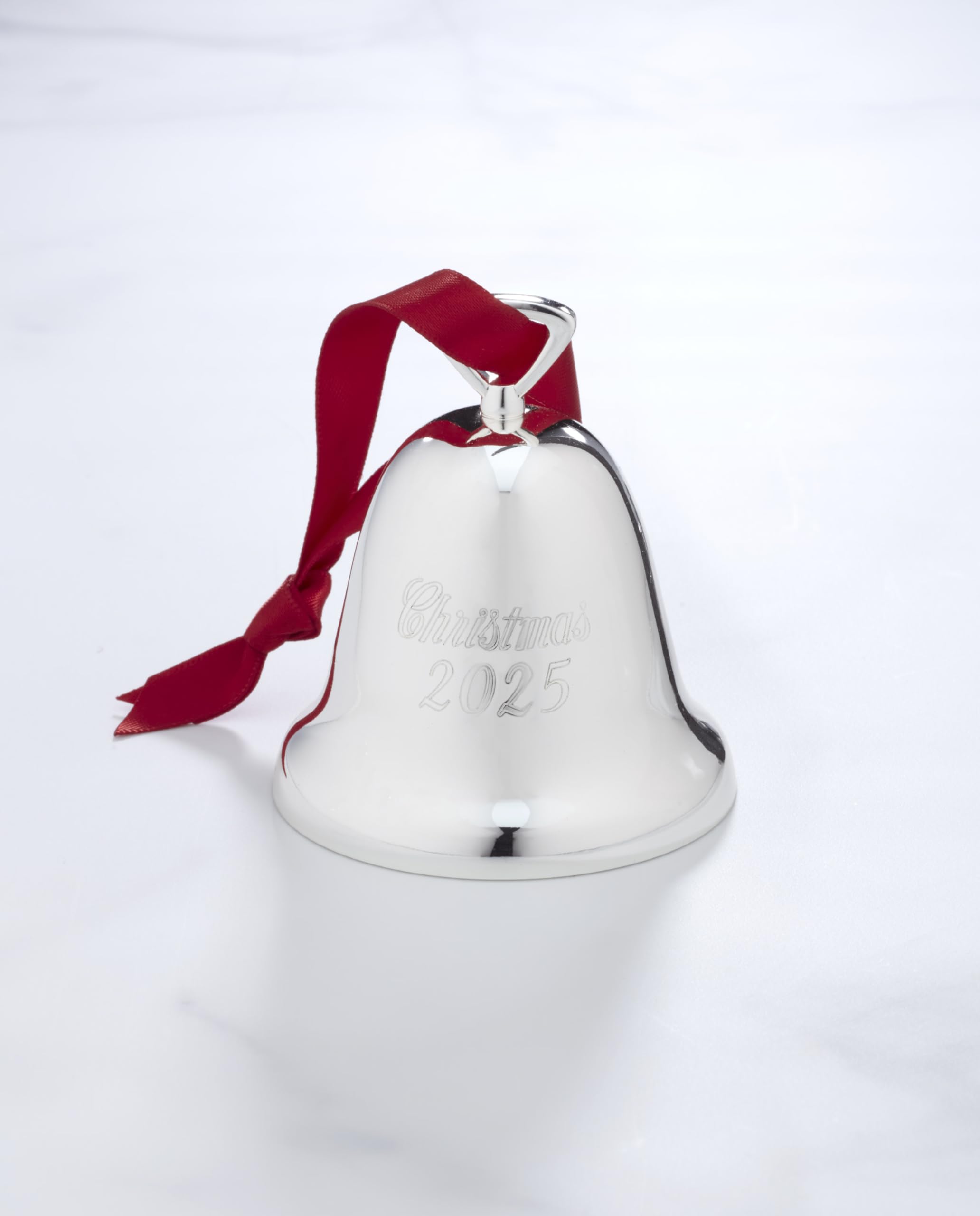 Reed And Barton Ornaments, 2025 Annual Christmas Bell Silverplate Ornament, Christmas Tree Decorations, Includes a Red Ribbon fo