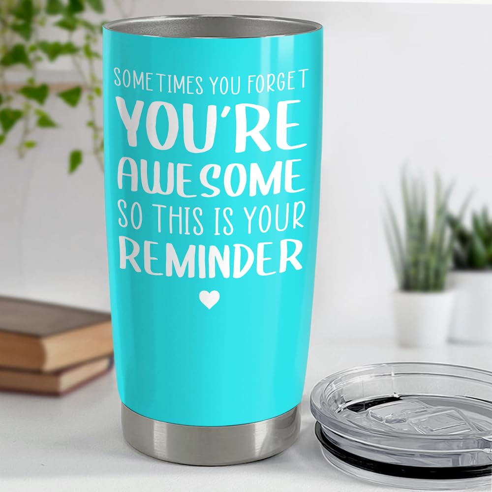 Sandjest Sometimes You Forget That Youre Awesome So This Is Your Reminder Tumbler Gift Set - Birthday, Christmas Inspirational G