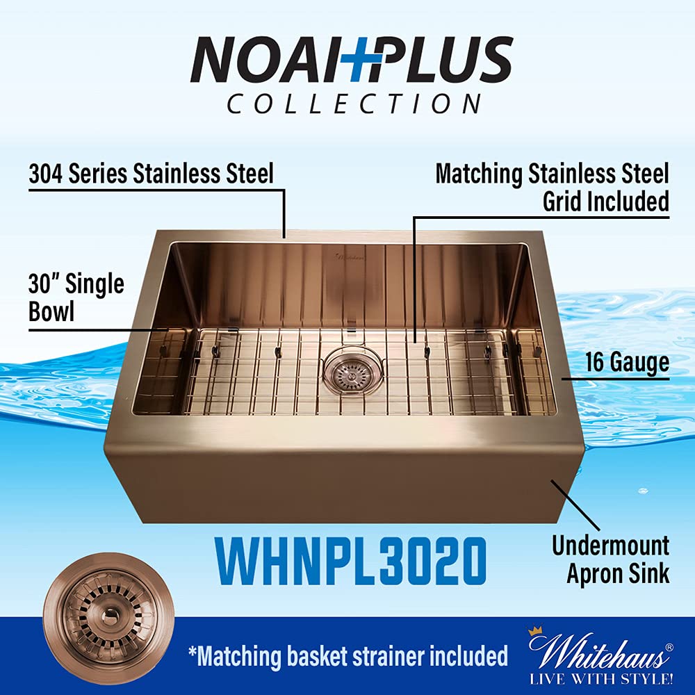 Whitehaus Whnpl3020-Co Noah Plus Collection Kitchen Sink Copper