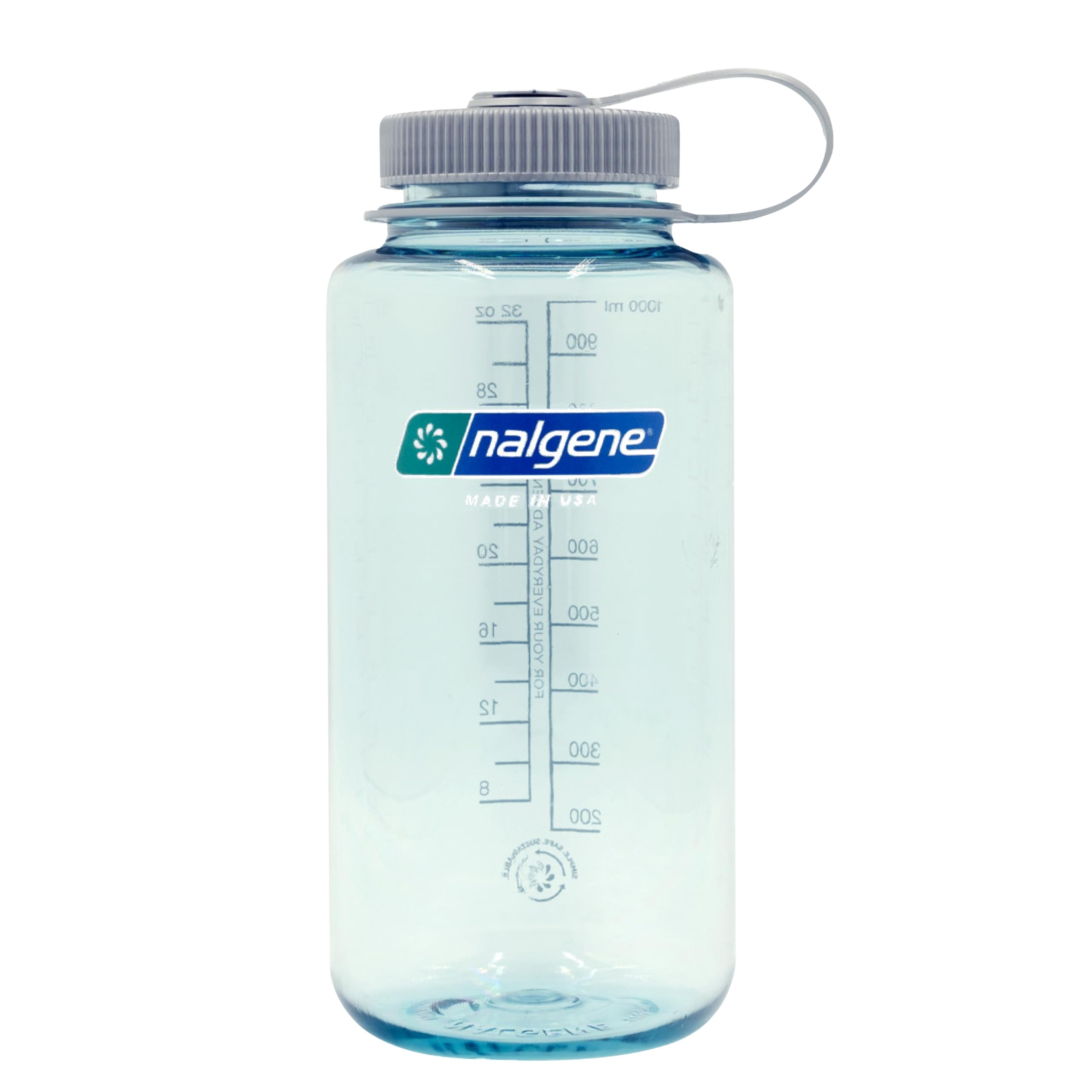 Nalgene Sustain Tritan Bpa-Free Water Bottle Made With Material Derived From 50% Plastic Waste, 32 Oz, Wide Mouth, Seafoam