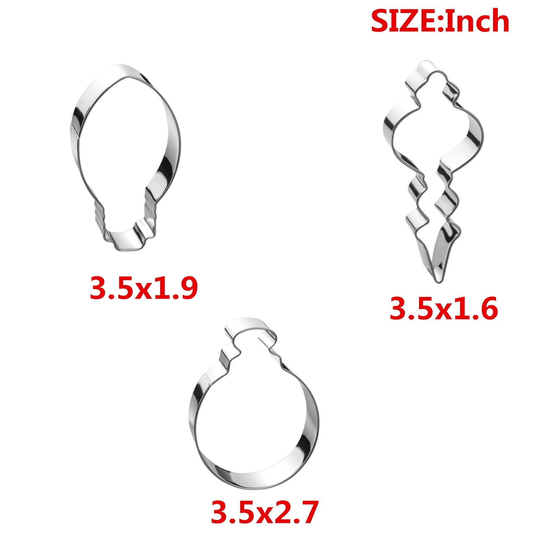 Christmas Ornament Cookie Cutter Set -6 Pieces In Assorted Designs - Stainless Steel