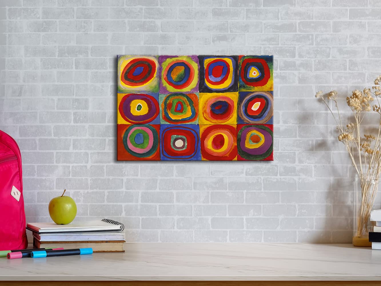 Wieco Art Squares With Concentric Circles Canvas Wall Art Print Of Wassily Kandinsky'S Famous Paintings Abstract Wall Art For Wa