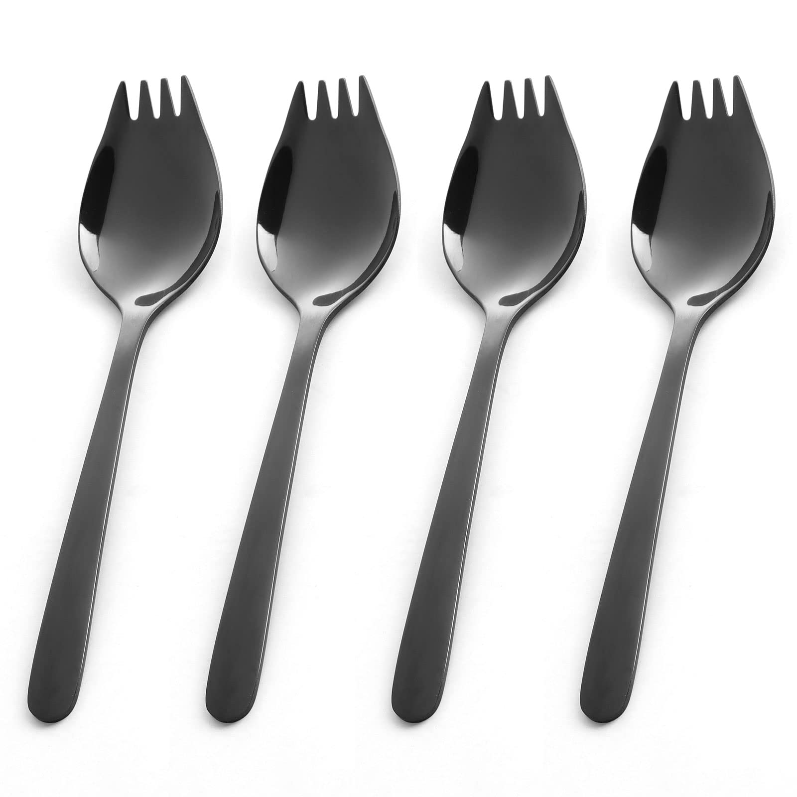 Genlge Sporks Stainless Steel 4 Pack, 5.9 Inch Reusable Metal Spork, Ice Cream Spoons Salad Forks Flatware Set, Fruit Appetizer