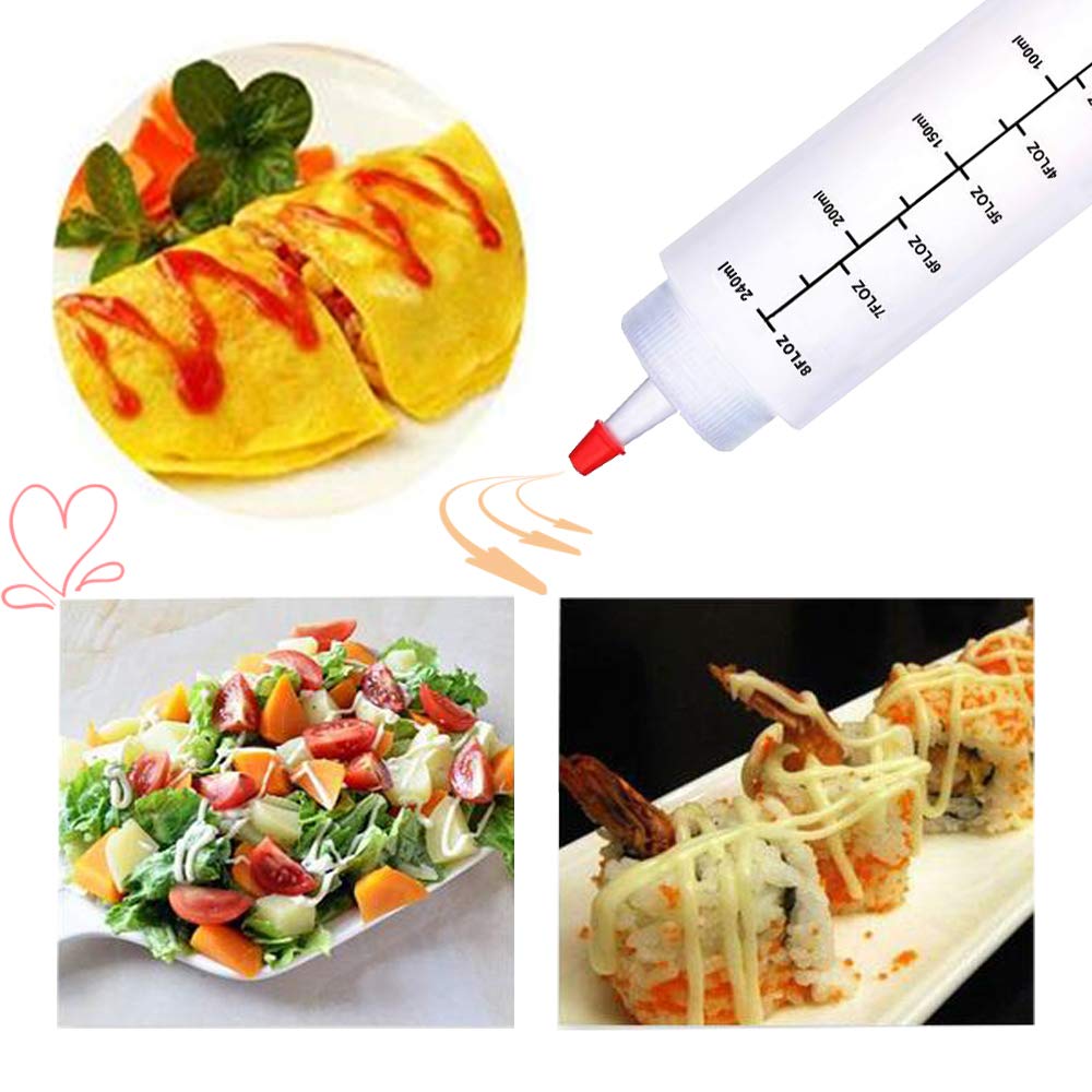 Baaxxango 12 Pack 8Oz/240Ml Plastic Squeeze Bottles,Scale Plastic Squirt Bottle,Polyethylene Durable Plastic With Red Tip Cap An