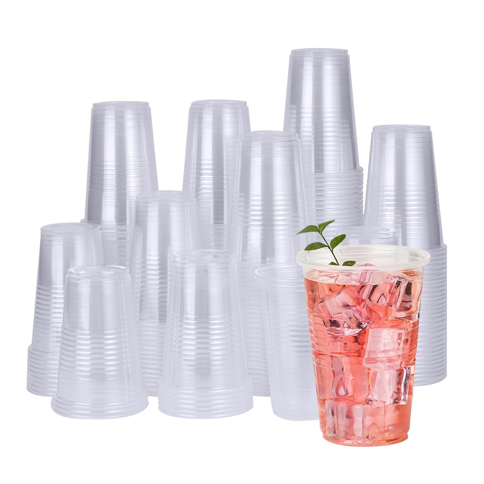 Racetop 500 Pack 9 Oz Disposable Plastic Cups, Clear Plastic Cups Tumblers, Plastic Cups Bulk, Transparent For Wedding, Thanksgi