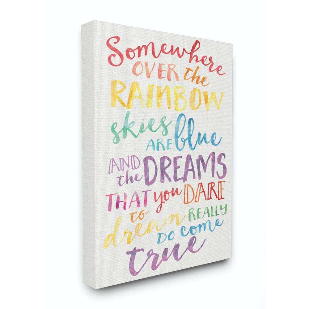 Stupell Industries Somewhere Over The Rainbow Watercolors Canvas Wall Art, 36X48, Design By Artist Erica Billups