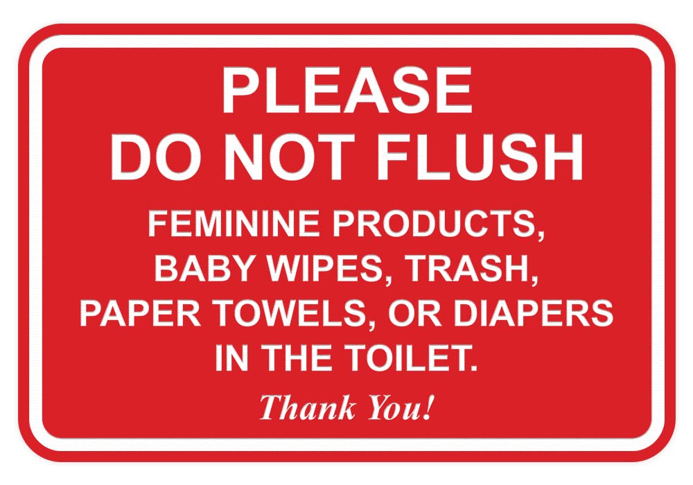 All Quality Classic Framed Please Do Not Flush Thank You Bathroom Etiquette Sign - 6 X 8 (Red)