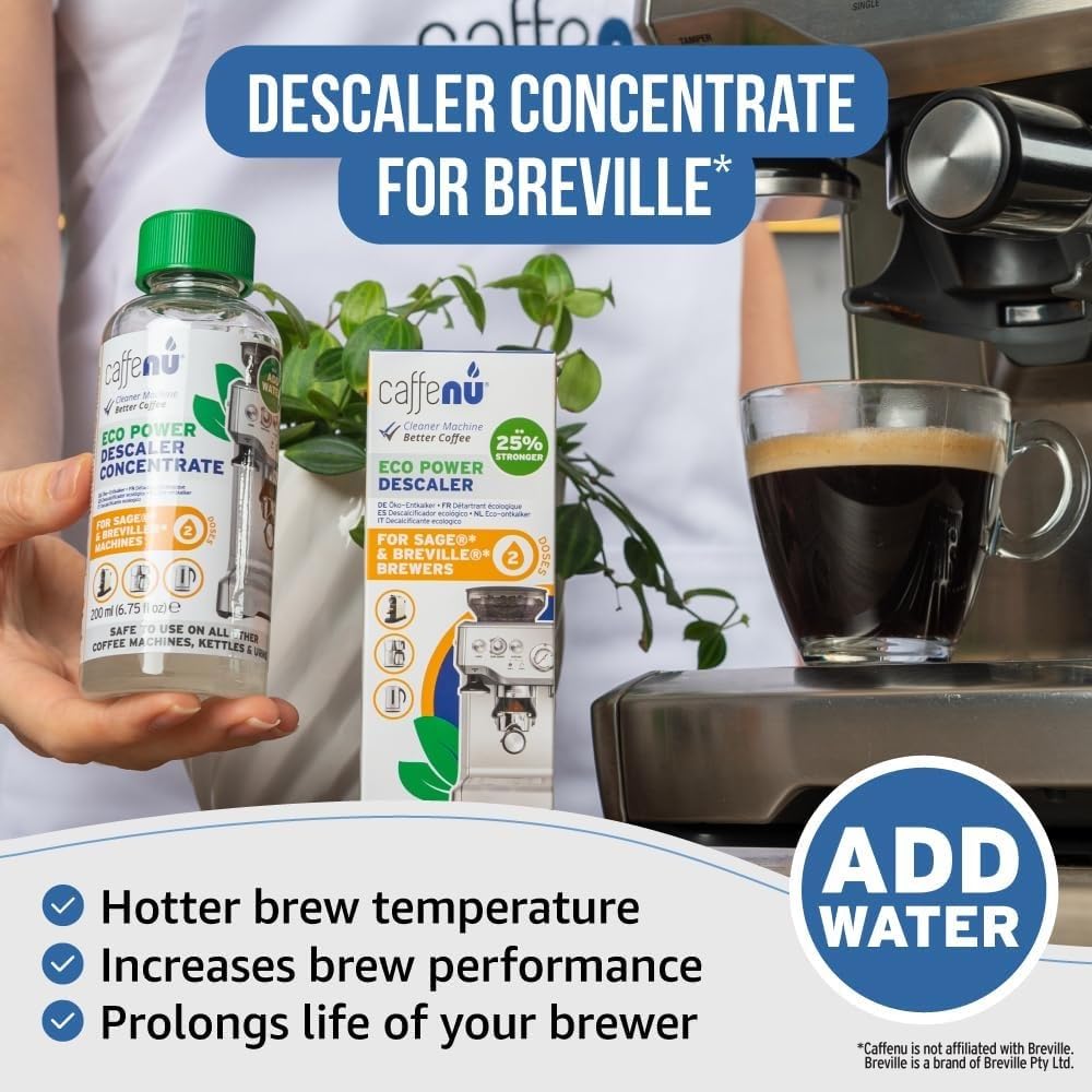 Breville Compatible Descaling Solution. Bottle Of Descaler Solution. Descaling Kit Removes Limescale For Hotter Coffee. 2 Uses D