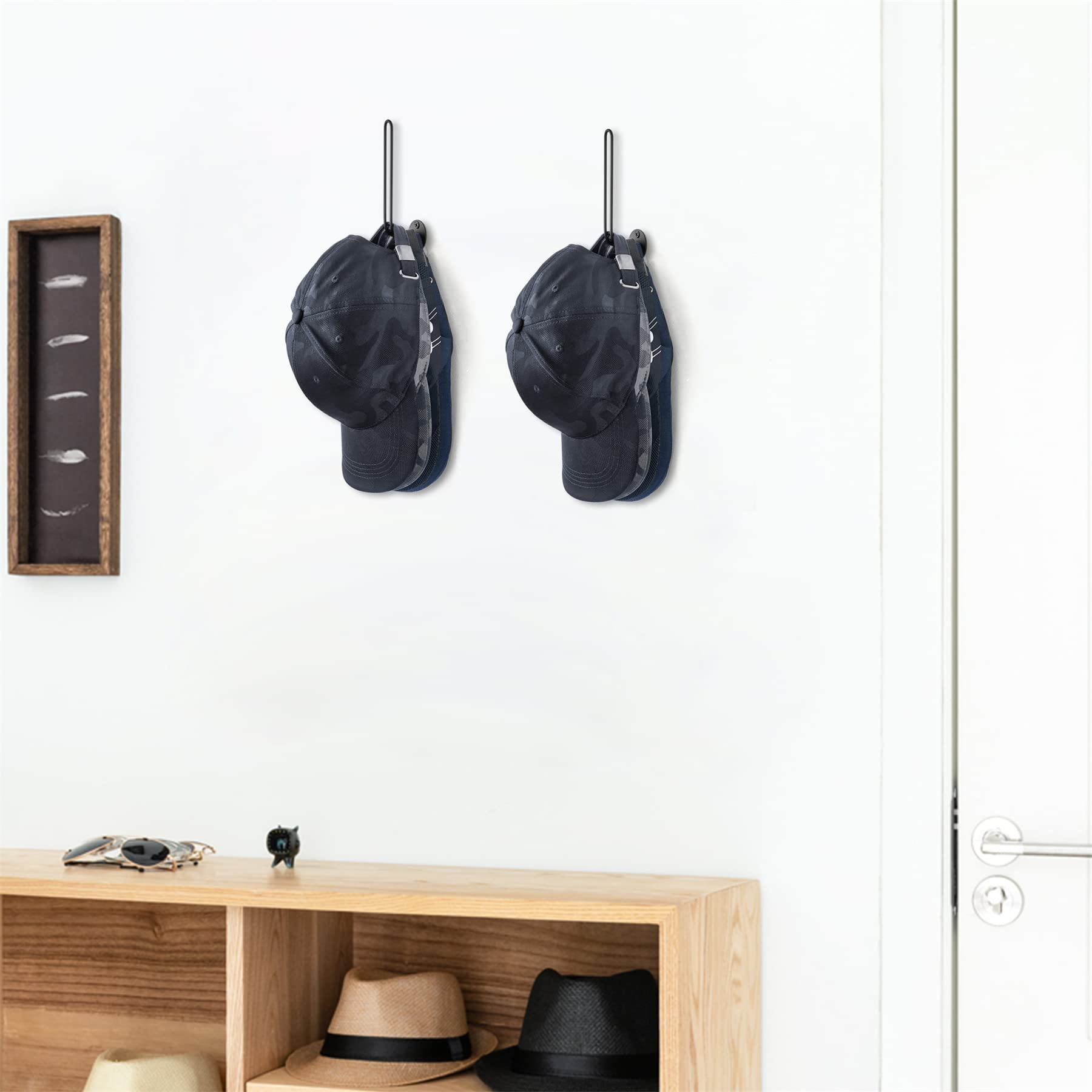 Mkono Hat Organizer For Baseball Caps, Set Of 2 Wall Hat Rack 5 Inches Space Saving Holds 20 Caps Modern L -Shaped Hat Hooks Wal