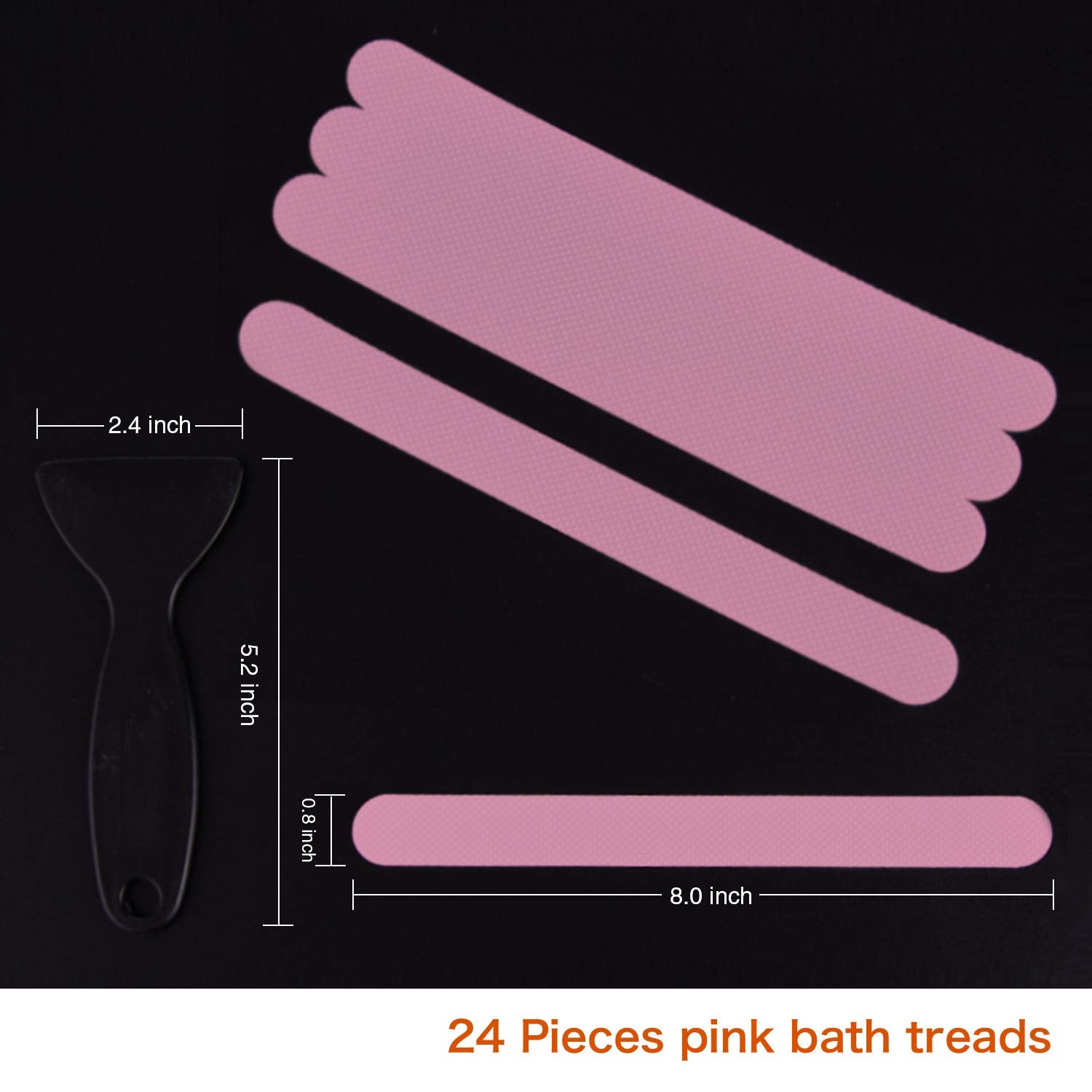Secopad Non-Slip Bathtub Stickers Safety Bathroom Tubs Showers Treads Adhesive Decals Scraper (Pink)