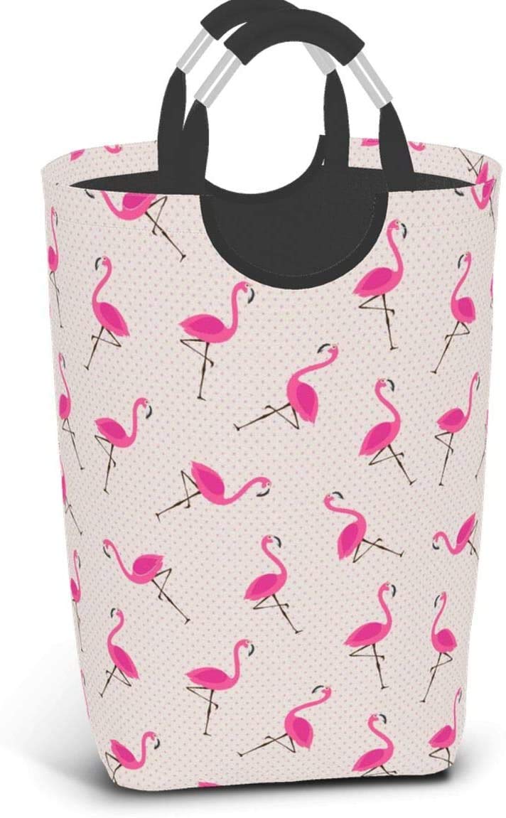 Duduho Large Laundry Basket with Handles, Tropical Pink Flamingos Laundry Hamper Toys Storage Organizer Foldable Bucket Washing 