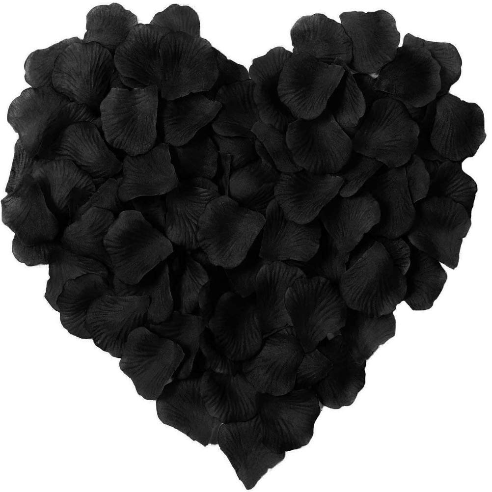 Lzxd 1000 Pieces Black Artificial Silk Rose Petals Flower Decoration Wedding Party Color Black
