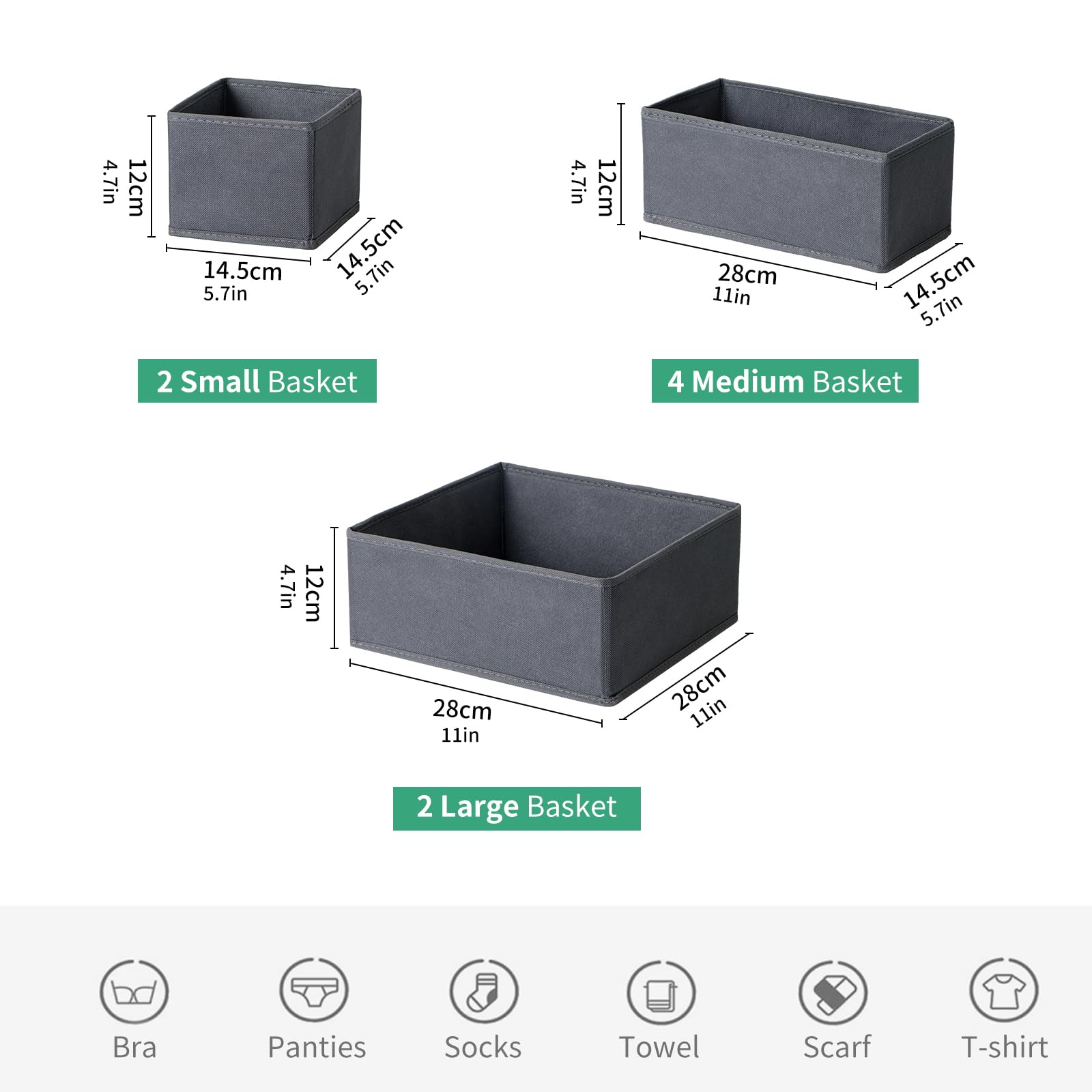 ORLISA14 Pack Drawer Organizer for Clothes Dresser Organizer for Nursery-Perfect Baby Cloth Organizer and Storage & General Nurs