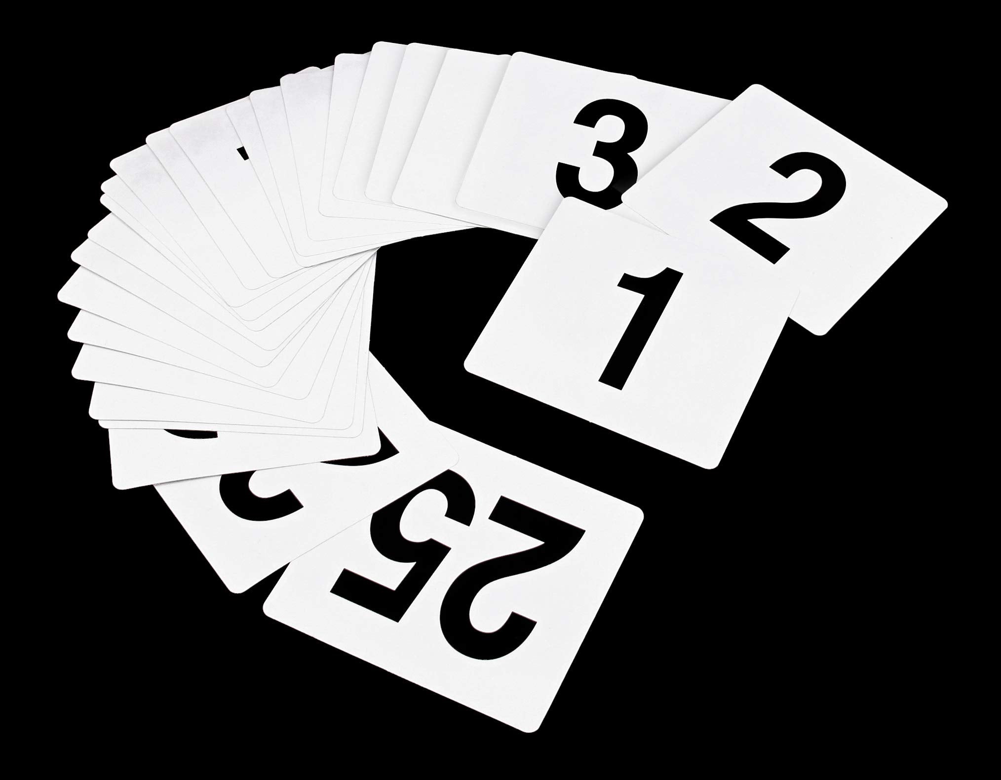 New Star Foodservice 23114 1-25 Double Sided Table Numbers, 4'' X 4'' Inch, White