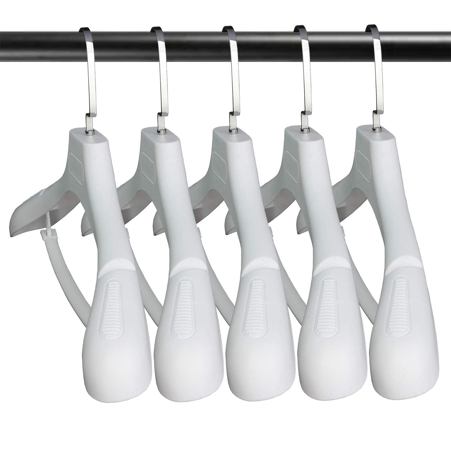 Plastic Extra Wide Suit Hangers, Pack Of 15, Width: 17.7'',Notched Shoulders & Swivel Hooks, White