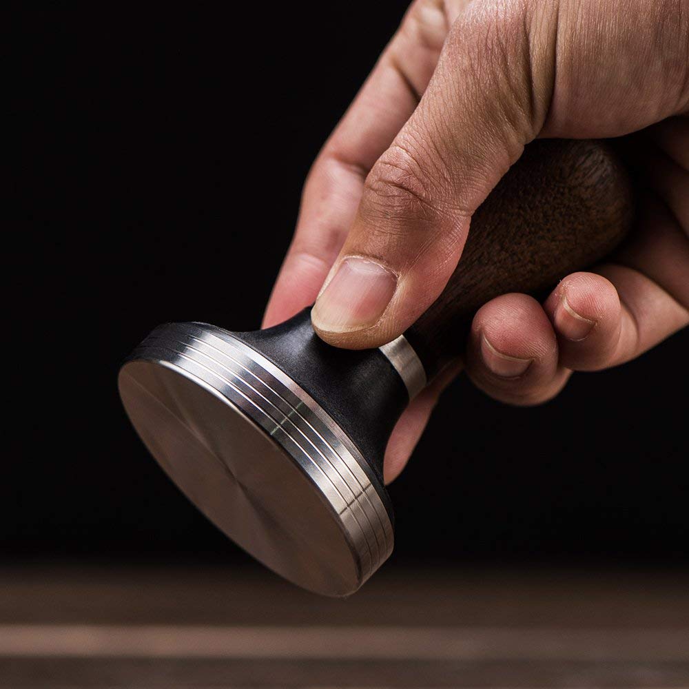 Diguo Elegance Wooden Coffee Tamper. Flat Espresso Tamper For 53Mm Portafilter. Stainless Steel Flat With Height Adjustable Wood
