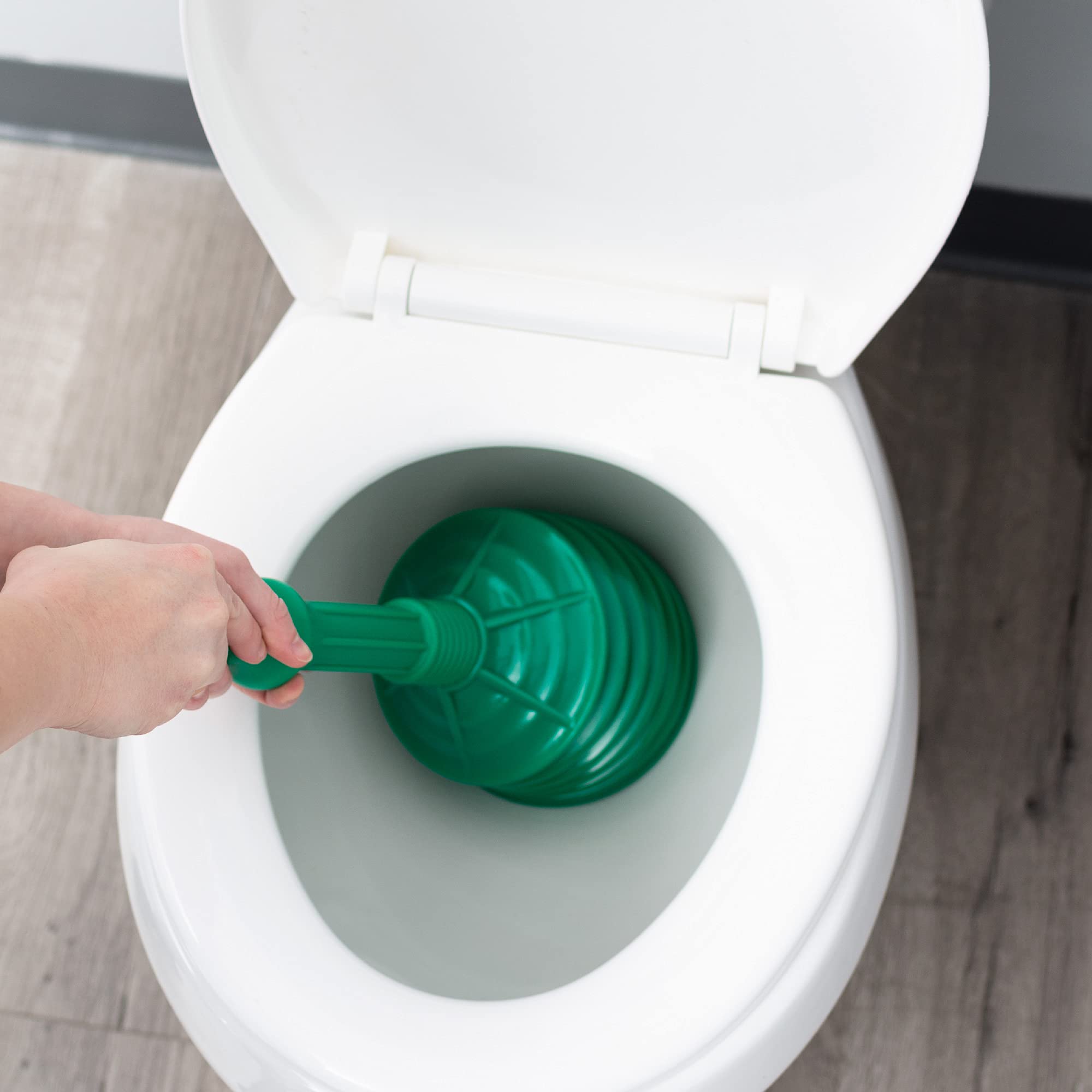 Js Jackson Supplies Green Bellows Accordion Toilet Plunger With Black Storage Tray