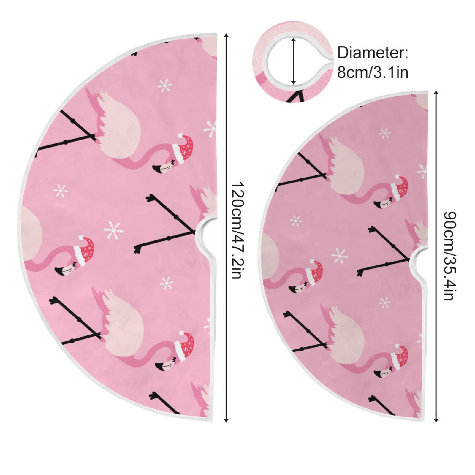 Vozoza Christmas Pink Flamingo Tree Skirt, Seasonal Tree Mat Holiday Party Supplies Ornaments Indoor Outdoor Decorations for Tab