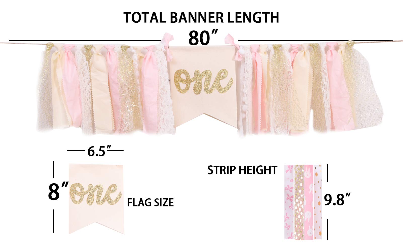 Highchair Banner 1St Birthday - Pink Happy Birthday Banner Party Decorations For First Birthday,Best Princess Photo Props For Ba
