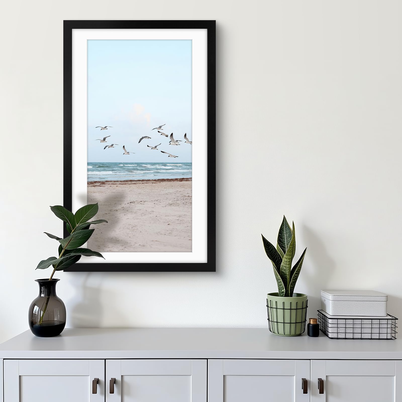 Frametory, 14x24 Frames Display 11x22 Picture with Mat or 14x24 Photo Without Mat, Shatter-Resistant Glass, Pre-Installed Wall M