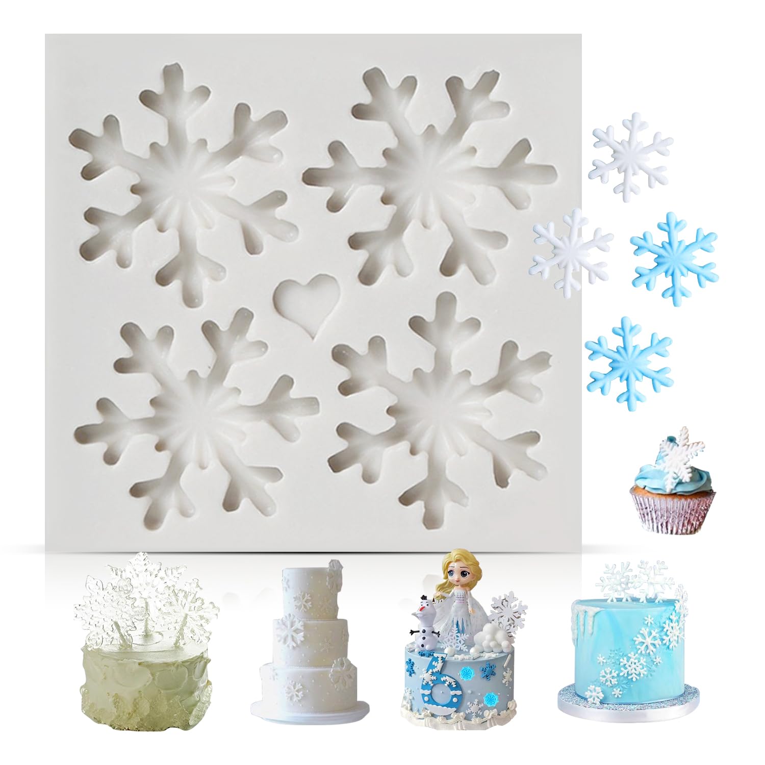 3D Christmas Theme Silicone Fondant mold Snowflake Suger Cake Molds Chocolate Cake Decoration Mold (Style 1)