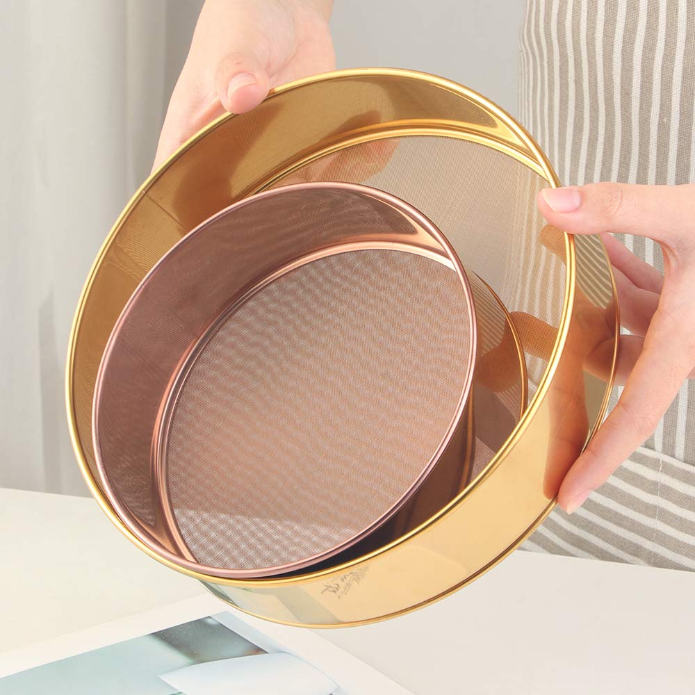 18/10 Stainless Steel Flour Sifter, Kitchen Cake Flour Fine 80 Mesh Strainers Sieve For Baking Cake Bread