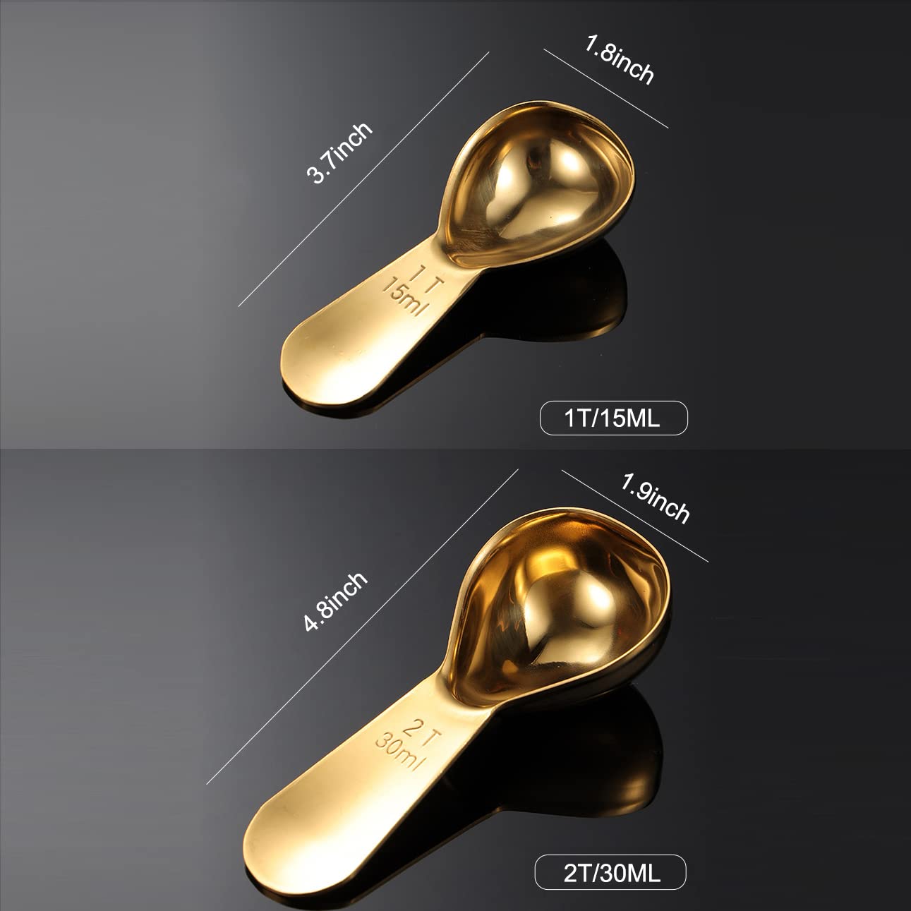 Short Handle Coffee Scoop 2 Tbsp Gold Measuring Scoops For Ground Coffee Mini Tea Scoop Metal 2 Tablespoon For Coffee Canister