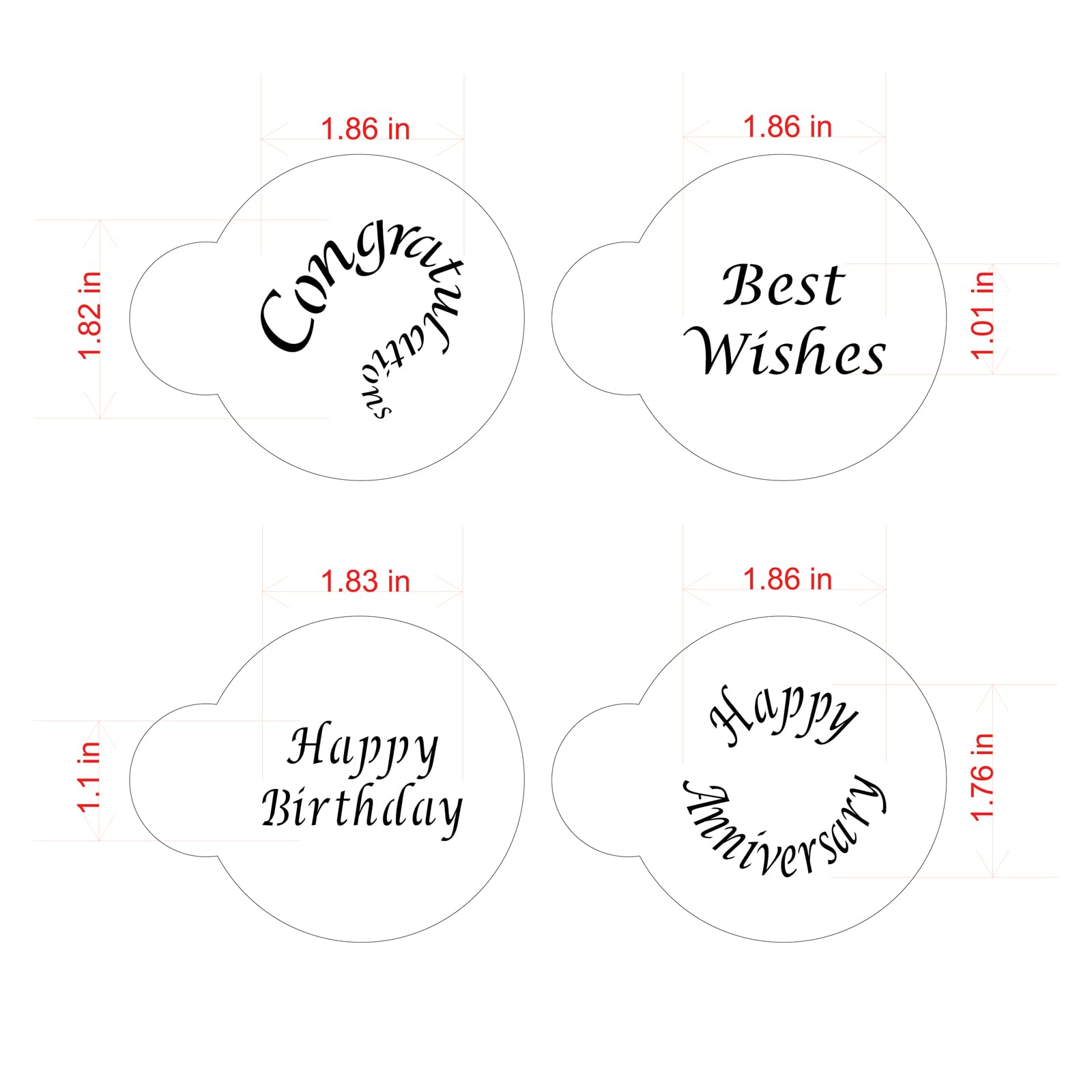 Designer Stencils Special Occasions Candy And Cookie Stencils (Congratulations, Best Wishes, Happy Birthday And Anniversary), Be