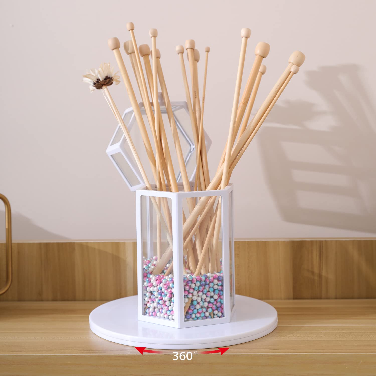 9 inch Lazy Susan Turntable White Acrylic Ball Bearing Rotating Tray for Spice Rack Table Cake Kitchen Pantry Decorating Bathrooms TV Laptop Computer Monitor  50-lb Load Capacity (360