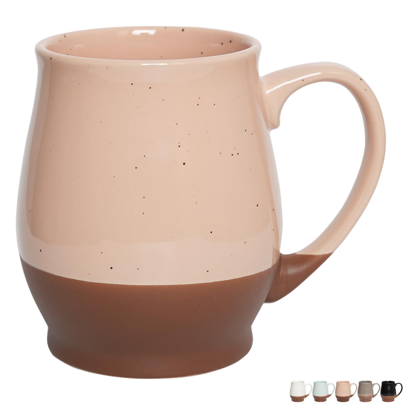 Bosmarlin Extra Large Ceramic Coffee Mug, 24 Oz, Dishwasher and Microwave Safe, Big Oversized Tea Cup, Reactive Glaze (Light Pin