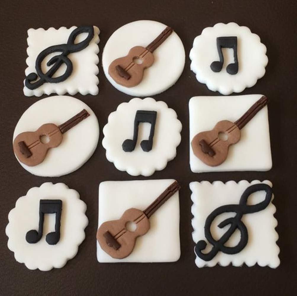 Jevenis 3 Pcs Music Note Fondant Mold Guitar Mold Guitar Cake Toppers Rock Cupcake Topper For Kids Birthday Musician Party Baby