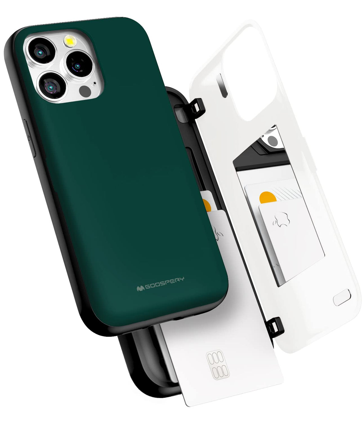 Goospery Magnetic Door Bumper Compatible With Iphone 13 Pro Case, Card Holder Wallet Case, Easy Magnet Auto Closing Protective D