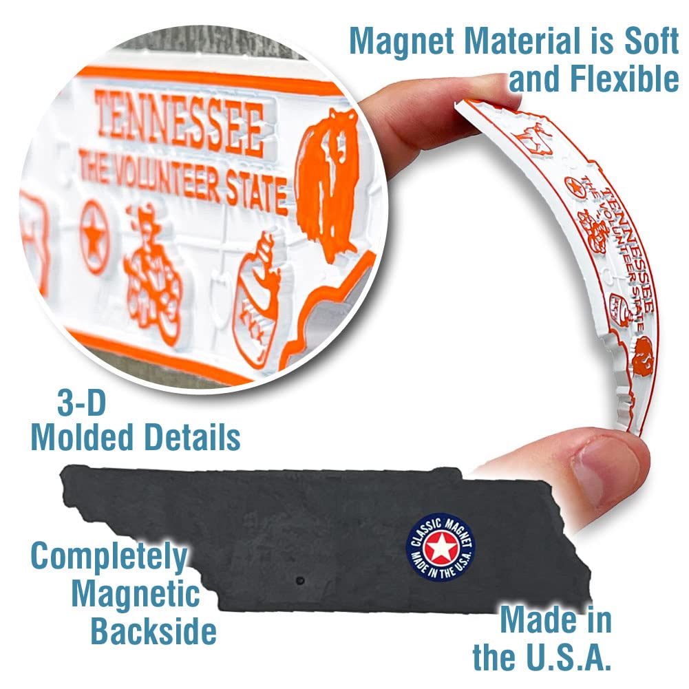 Tennessee Small State Magnet By Classic Magnets, 3.5'' X 1'', Collectible Souvenirs Made In The Usa