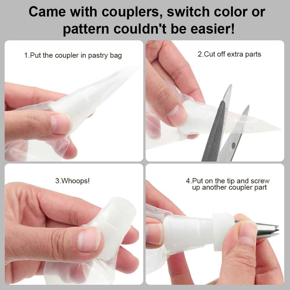 Weetiee Pastry Piping Bags -100 Pack-12-Inch Disposable Cake Decorating Bags Anti-Burst Cupcake Icing Bags For All Size Tips Cou