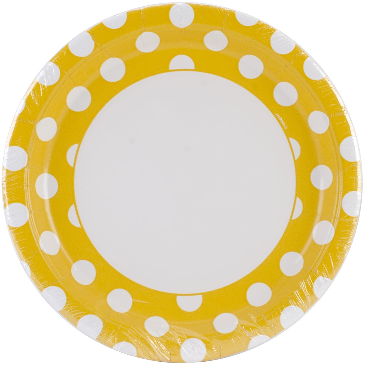 Unique Industries  Polka Dot Paper Plates  8 Pieces - Yellow