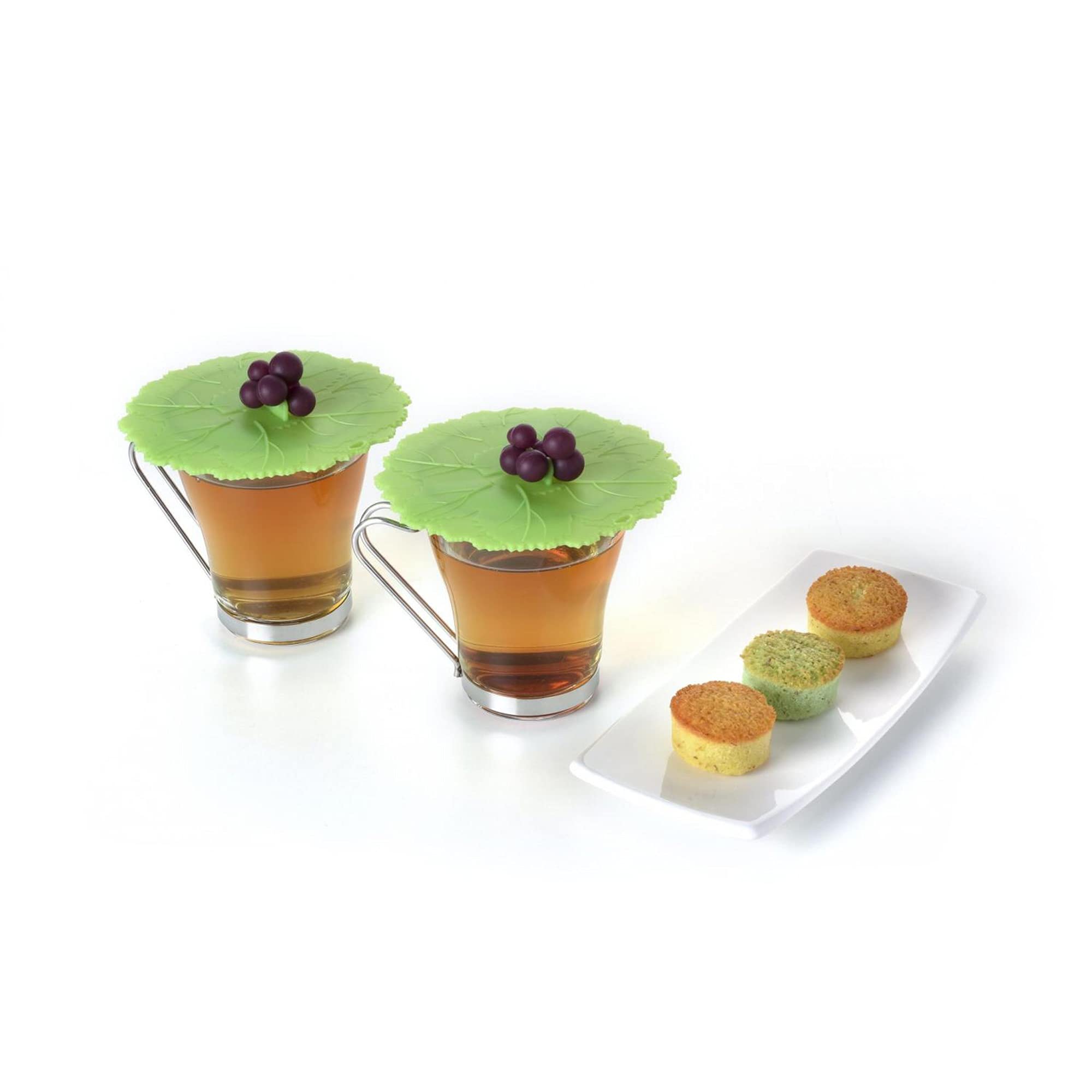Charles Viancin - Set Of 2 Grape 4    Silicone Drink Covers - Airtight Seal On Any Smooth-Rimmed Glass, Keep Drinks Cool Or Hot,